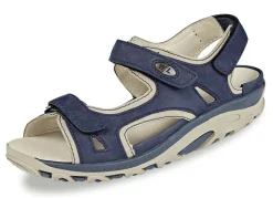 Sale BADER Waldläufer, sportliche Damen-Sandalen, Weite H, mit herausnehmbarem Fußbett MARINE-BEIGE