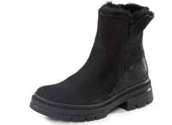 Clearance WALDLÄUFER Waldläufer Stiefelette aus Rind-Nubukleder SCHWARZ