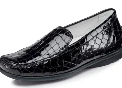 WALDLÄUFER Waldläufer, stilvolle Damen-Slipper, Weite H, mit herausnehmbarem Fußbett SCHWARZ