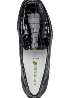 WALDLÄUFER Waldläufer, stilvolle Damen-Slipper, Weite H, mit herausnehmbarem Fußbett SCHWARZ
