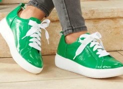 Outlet WALDLÄUFER Waldläufer, trendige Damen-Schnürschuhe, Weite H, mit herausnehmbarem Fußbett GRÜN