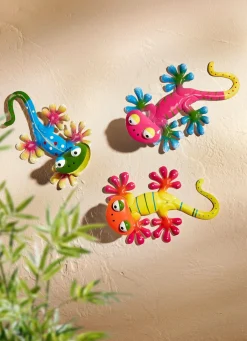 Online BADER Wanddeko Gecko aus Metall, 3er-Set BUNT