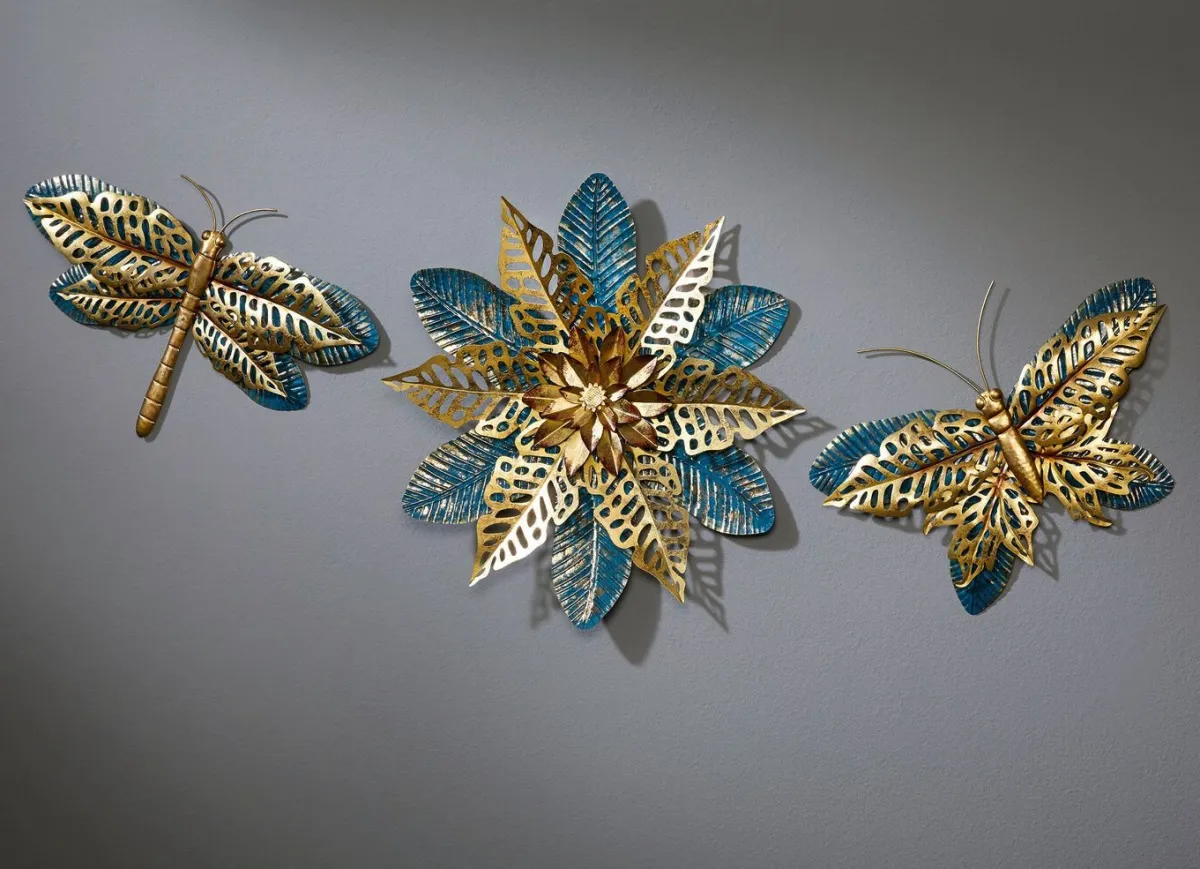 Clearance BADER Wanddekoration aus Metall GOLD-BLAU