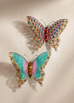 Best BADER Wanddeko Schmetterling aus Metall, 2er Set BUNT