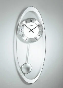 BADER Wanduhr aus hochwertigem Mineralglas SILBER