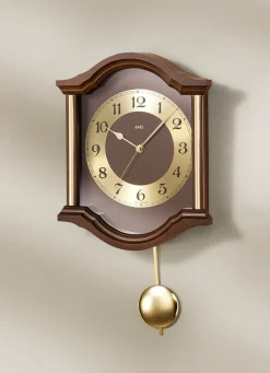 Discount BADER Wanduhr aus Holz NUSSBAUM