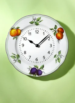 Best BADER Wanduhr aus Keramik, mit Obstdekor