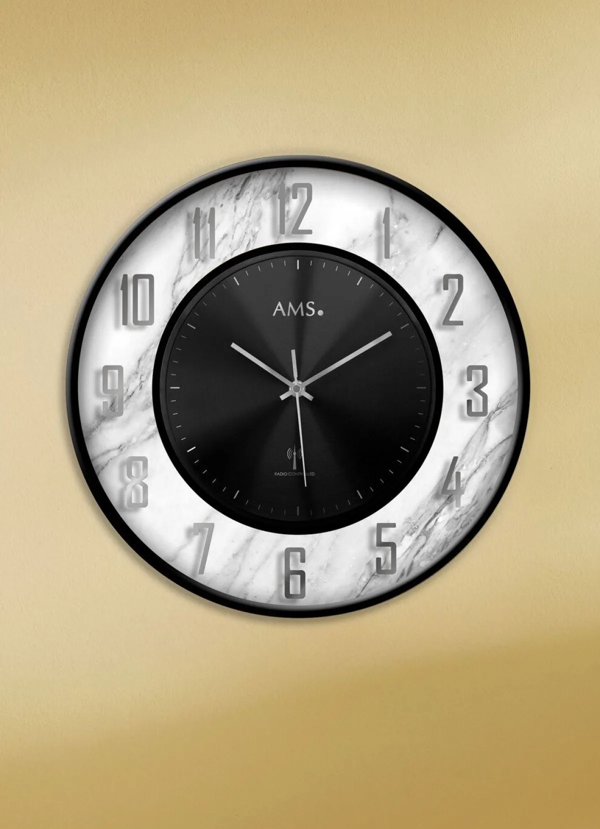 Online BADER Wanduhr in Marmor-Optik SCHWARZ