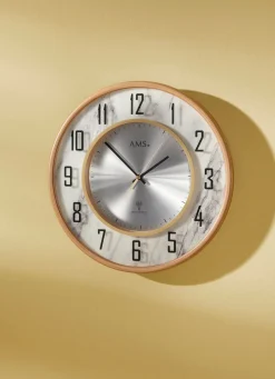 Best BADER Wanduhr in Marmor-Optik BRAUN