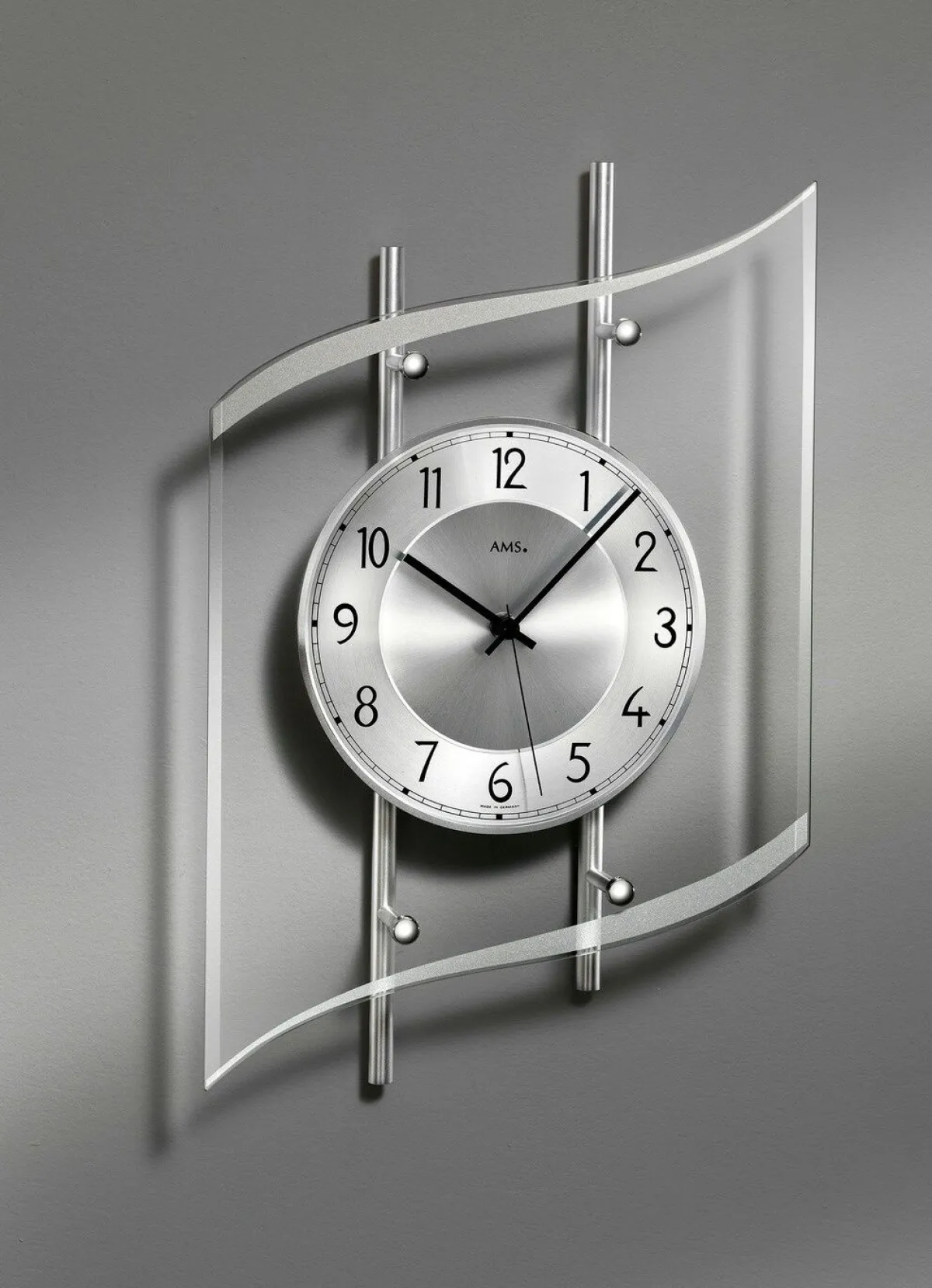 Hot BADER Wanduhr mit Funkuhrwerk SILBER