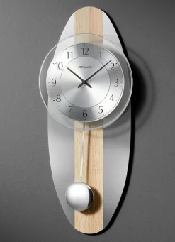 Clearance BADER Wanduhr mit Funkuhrwerk SILBER-EICHE-SONOMA