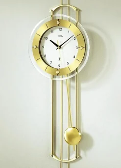 Clearance BADER Wanduhr mit Funkuhrwerk und Metallpendel GOLD