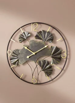 Best BADER Wanduhr mit Ginkgo-Blätterdesign ANTHRAZIT