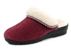 Discount BADER Warme Damen-Hausschuhe, Weite H, mit Wolle BORDEAUX