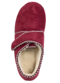 New BADER Warme Damen-Hausschuhe, Weite H, mit Klettverschluss BORDEAUX