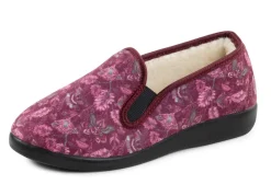 Best BADER Warme Damen-Hausschuhe, Weite H, mit Wolle BORDEAUX