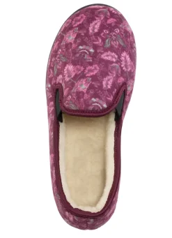 Best BADER Warme Damen-Hausschuhe, Weite H, mit Wolle BORDEAUX