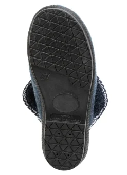 New BADER Warme Damen-Hausschuhe, Weite H, mit Wolle BLAU