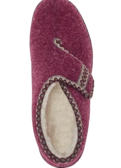 New BADER Warme Damen-Hausschuhe, Weite H, mit Klettverschluss BORDEAUX