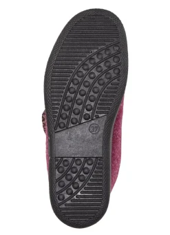 New BADER Warme Damen-Hausschuhe, Weite H, mit Klettverschluss BORDEAUX