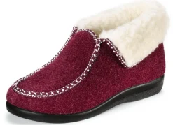 Outlet BADER Warme Damen-Hausschuhe, Weite H, mit Wolle BORDEAUX