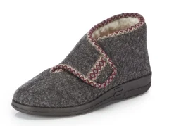 Best BADER Warme Damen-Hausschuhe, Weite H, mit Klettverschluss GRAU
