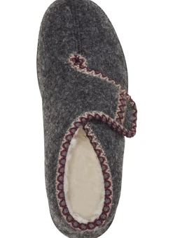 Best BADER Warme Damen-Hausschuhe, Weite H, mit Klettverschluss GRAU