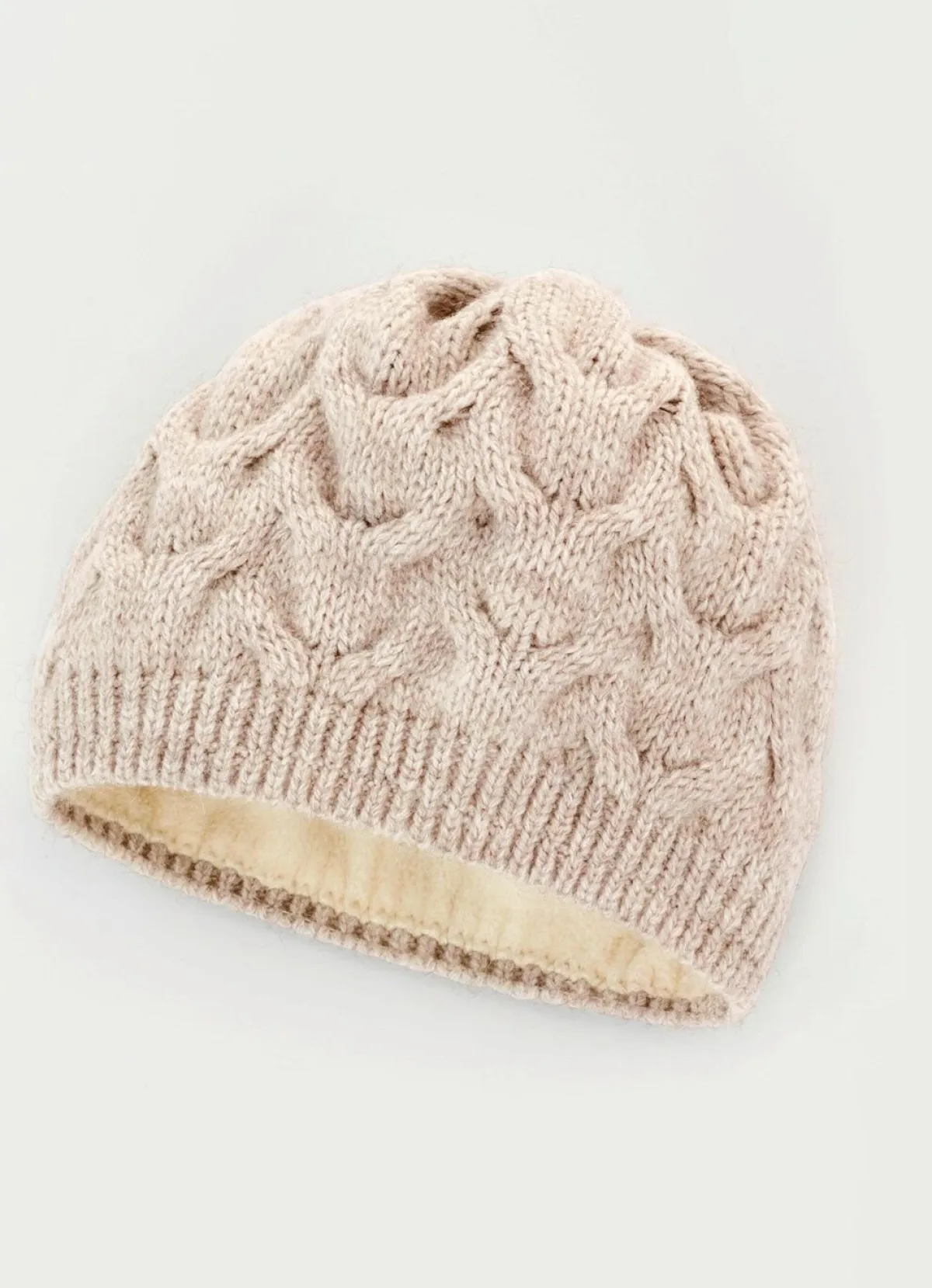 Discount BADER Warme Damen-Mütze, mit angesagtem Zopfmuster SAND