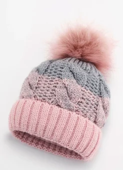 Discount BADER Warme Damen-Mütze, mit Umschlag ROSÉ