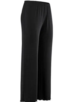 Outlet KLAUS MODELLE MADE IN GERMANY Weich fließende, 7/8-lange Hose SCHWARZ