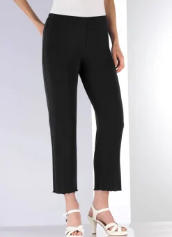 Outlet KLAUS MODELLE MADE IN GERMANY Weich fließende, 7/8-lange Hose SCHWARZ