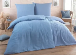 Best BADER Weiche Bettwäsche-Garnitur in hochwertiger Musselin-Qualität BLAU