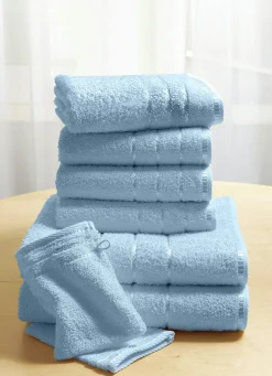 Clearance BADER Weiche Walkfrottier-Handtücher aus dichtem Schlingenflor HELLBLAU