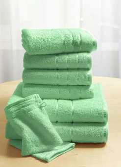 Discount BADER Weiche Walkfrottier-Handtücher aus dichtem Schlingenflor KARIBIKGRÜN