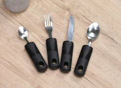 Hot BADER Wellys® Senioren-Besteck, 4-teilig SCHWARZ-SILBER
