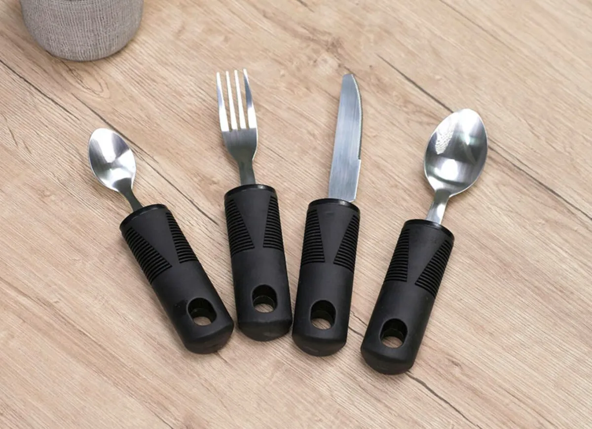 Hot BADER Wellys® Senioren-Besteck, 4-teilig SCHWARZ-SILBER