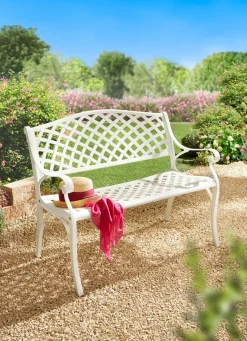 Sale BADER Wetterfeste 2-Sitzer-Gartenbank aus leichten Aluguß WEISS