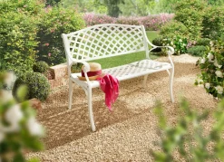 Sale BADER Wetterfeste 2-Sitzer-Gartenbank aus leichten Aluguß WEISS