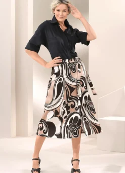 Online Tizia Wickelrock ECRU-CAMEL-SCHWARZ