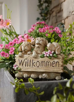 Discount BADER Willkommen mit Hunde,- oder Katzen aus Polyresin GRAU