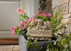 Discount BADER Willkommen mit Hunde,- oder Katzen aus Polyresin GRAU