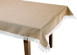 BADER Wind- und wetterfeste Gartentischdecke mit Fransenabschluss SAND