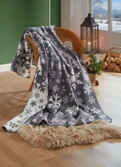 Online BADER Wohndecke mit Eiskristall-Motiven GRAU
