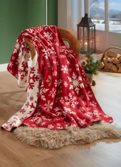 Clearance BADER Wohndecke mit Eiskristall-Motiven ROT