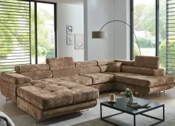 Discount BADER Wohnlandschaft mit Bettfunktion und Bettkasten BRAUN