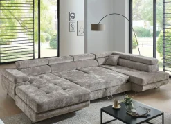 Discount BADER Wohnlandschaft mit Bettfunktion und Bettkasten GRAU