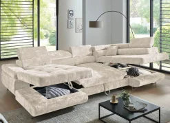 Best BADER Wohnlandschaft mit Bettfunktion und Bettkasten CREME