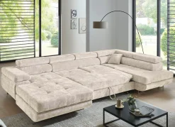 Best BADER Wohnlandschaft mit Bettfunktion und Bettkasten CREME