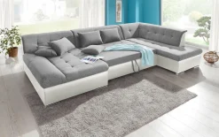 Clearance BADER Wohnlandschaft mit Bettfunktion WEISS-SILBER