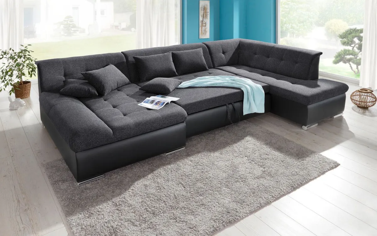 Clearance BADER Wohnlandschaft mit Bettfunktion SCHWARZ-SCHWARZ
